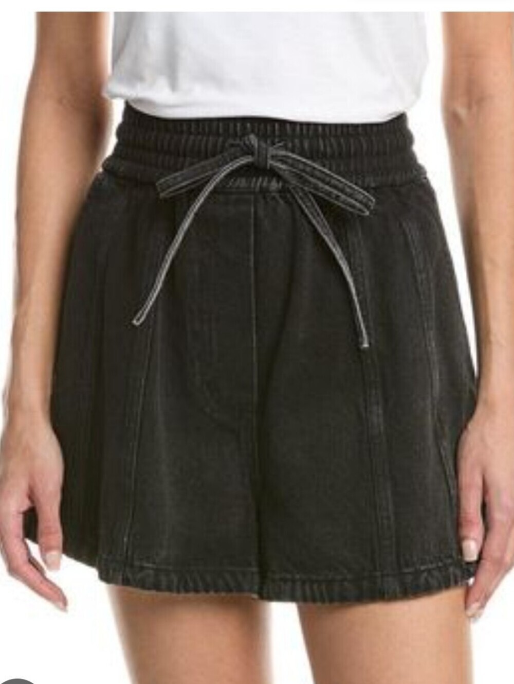 3.1 Phillip Lim Denim Boxer Shorts Washed Black High-Waist Drawstring Size S